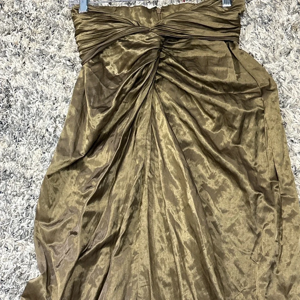 NWT Vince Metallic Bronze Twist Front Midi‎ Skirt Draped $395 MSRP size 0